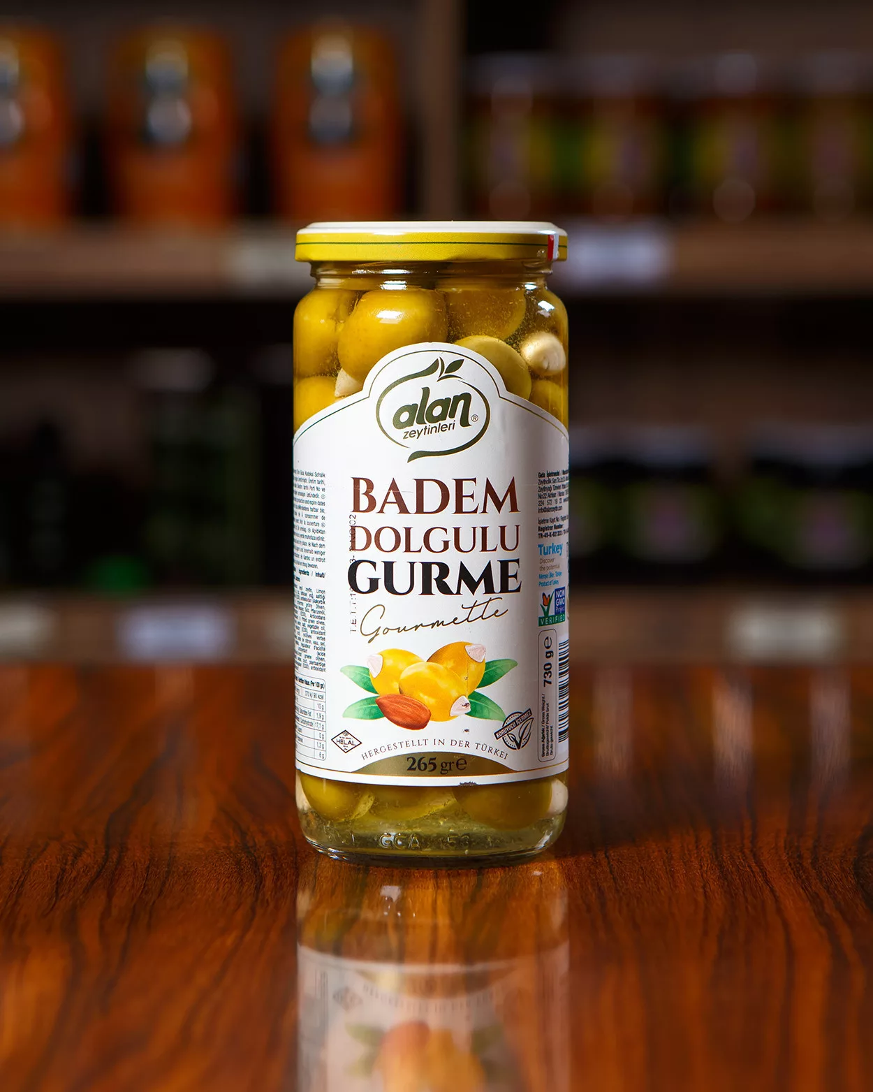 Badem Dolgulu Gurme Yeşil Zeytin 265 GR
