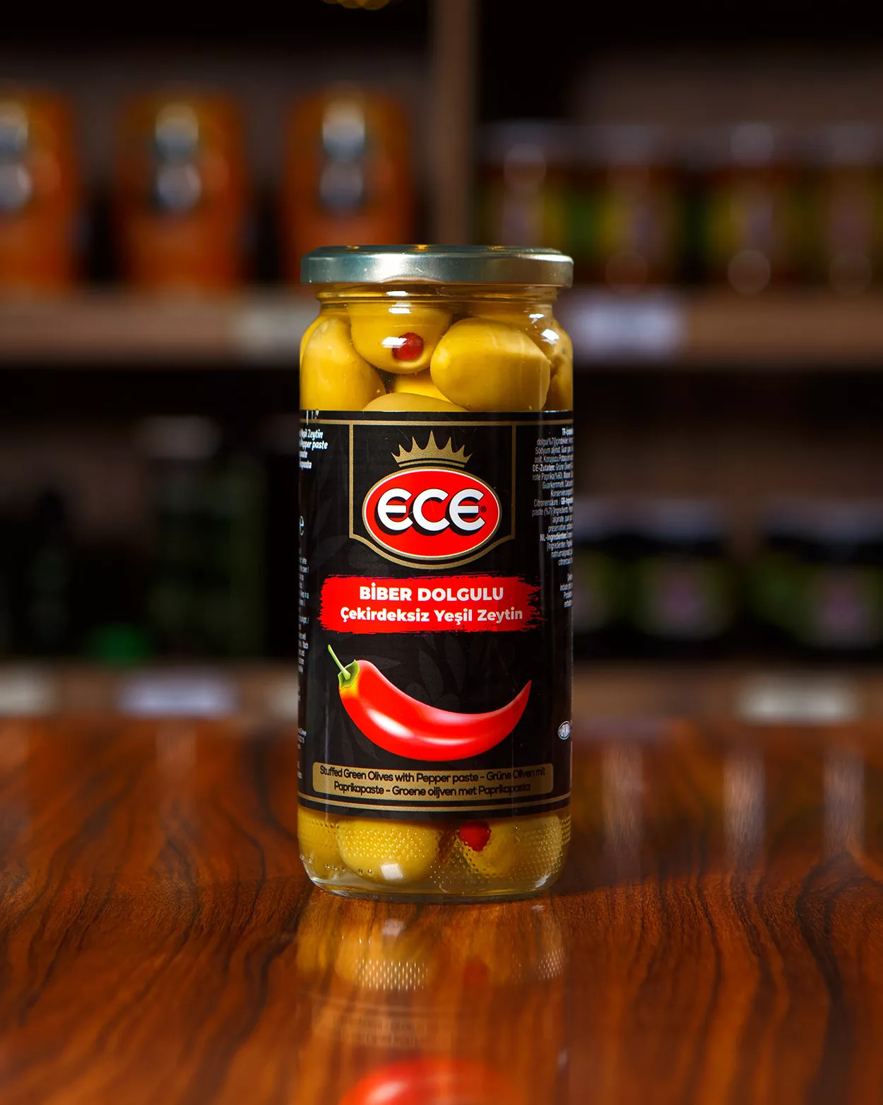 Biber Dolgulu Çekirdeksiz Yeşil Zeytin 480 GR