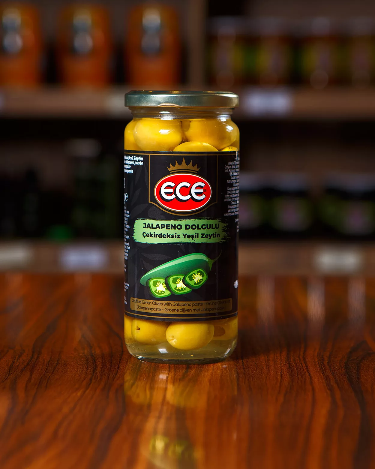 Jalapeno Dolgulu Çekirdeksiz Yeşil Zeytin 480 GR